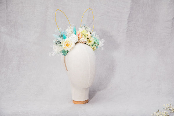 Easter flower headband with bunny ears