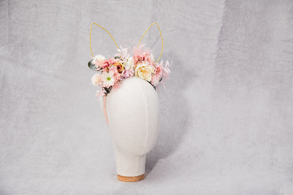 Easter flower headband with bunny ears