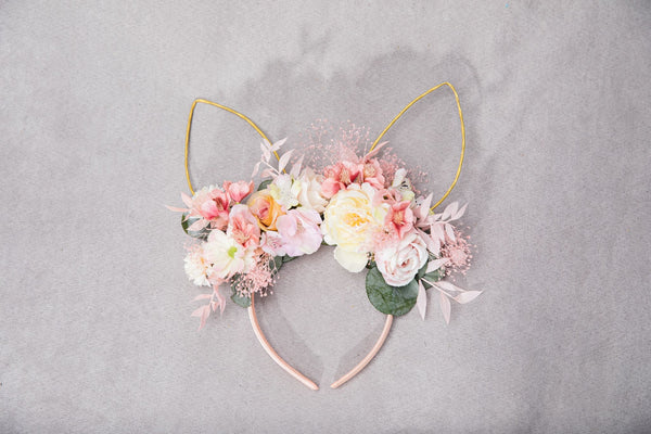 Easter flower headband with bunny ears