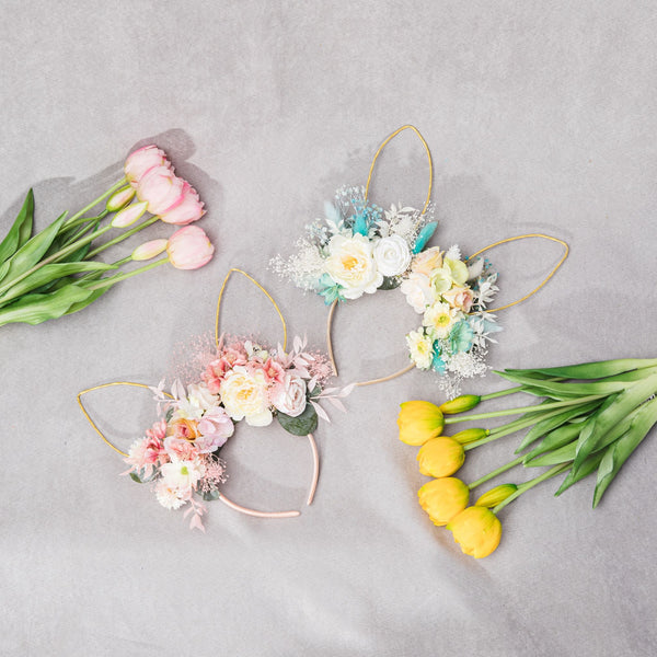 Easter flower headband with bunny ears