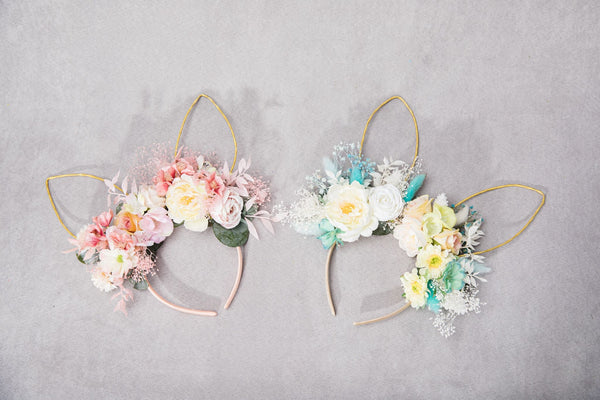 Easter flower headband with bunny ears