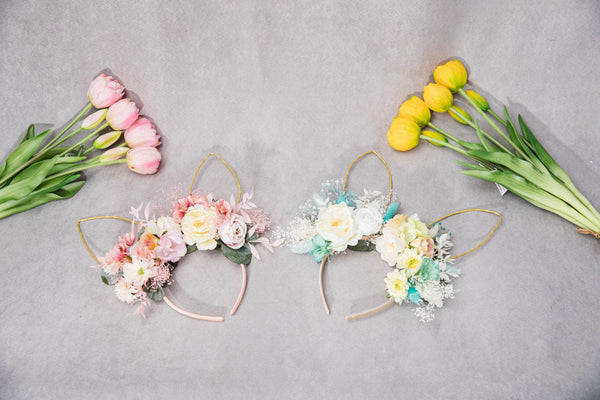 Easter flower headband with bunny ears