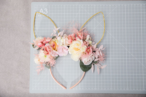 Easter flower headband with bunny ears