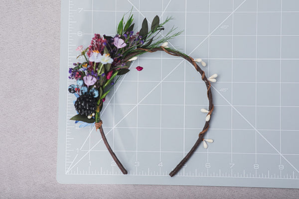 Purple and blue wedding headband Bridal headband with blackberry Woodland headband Hair accessories Unique headband Elegant hair flowers
