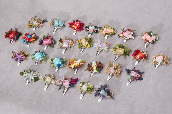 Flower hair clips with sweets Candy hair clip Back to school 1st birthday hair clip Flower Snap clip Little girls clips with animals Magaela