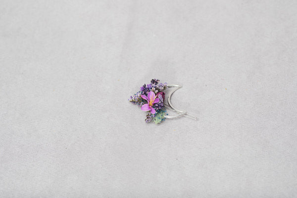 Purple flower hair clip Moon snap clip Flower girl Purple wedding headpiece Back to school Hair clasp Magaela Spring wedding Violet