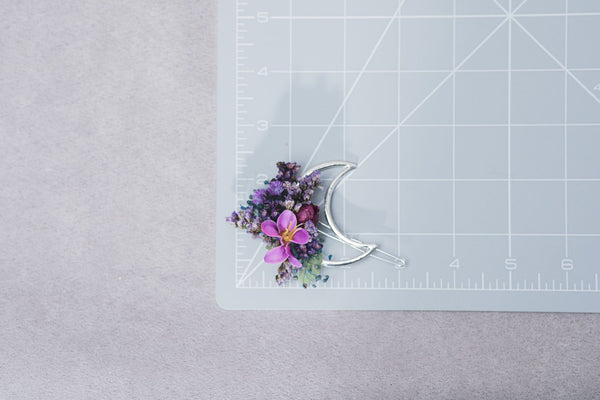 Purple flower hair clip Moon snap clip Flower girl Purple wedding headpiece Back to school Hair clasp Magaela Spring wedding Violet
