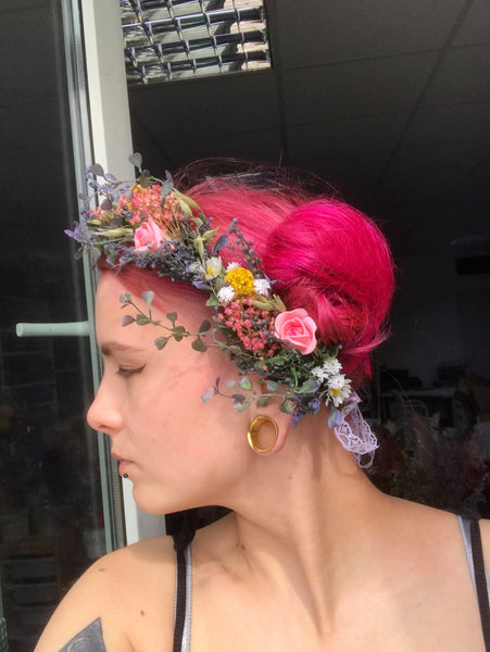 Meadowy summer flower wreath Bridal flower crown Wedding flower wreath Bridal accessories Hair crown for bride Handmade Magaela