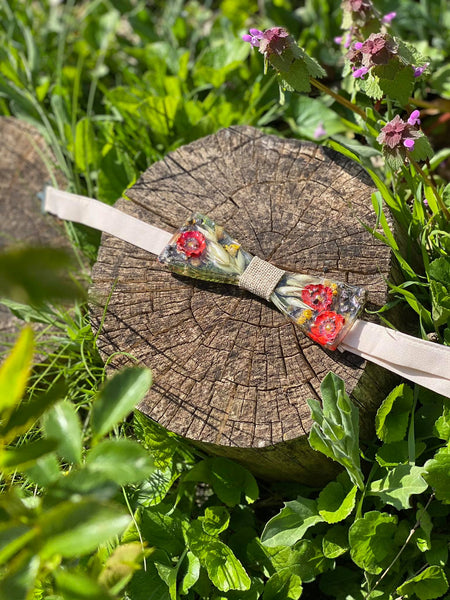 Natural flower bow tie Groom's bow tie Folk style wedding bow tie Men Handmade unique bow tie Resin wooden bow tie Pajarita Magaeala