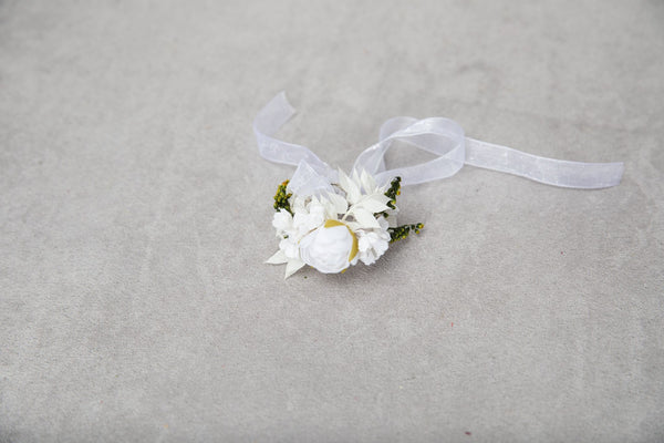 White peony communion candle flowers