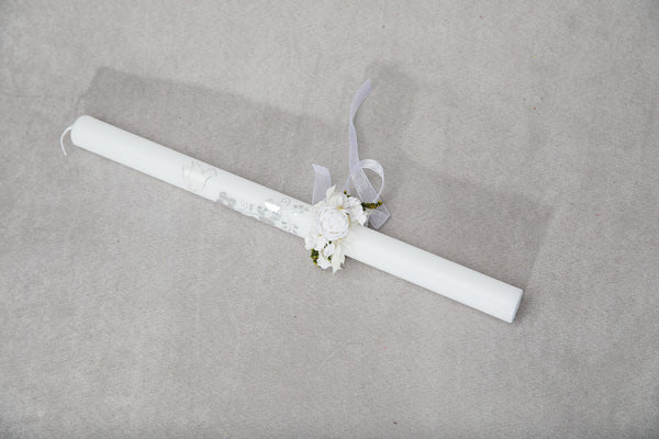 White peony communion candle flowers