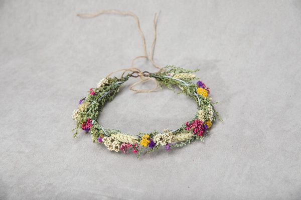 Natural meadow wedding wreath Ear of wheat Natural flower vine Flower accessories Wedding inspiration Hair flowers Bridal flower wreath