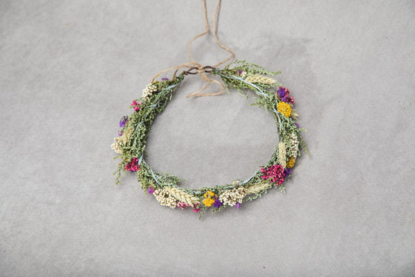 Natural meadow wedding wreath Ear of wheat Natural flower vine Flower accessories Wedding inspiration Hair flowers Bridal flower wreath