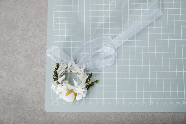 White peony communion candle flowers
