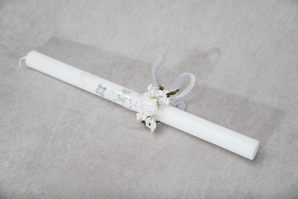 White peony communion candle flowers