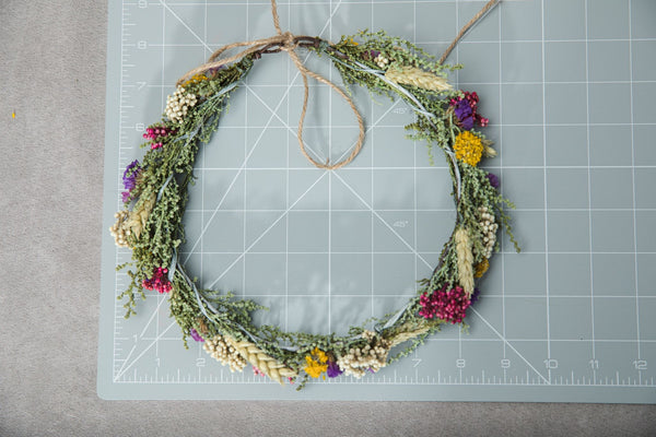 Natural meadow wedding wreath Ear of wheat Natural flower vine Flower accessories Wedding inspiration Hair flowers Bridal flower wreath