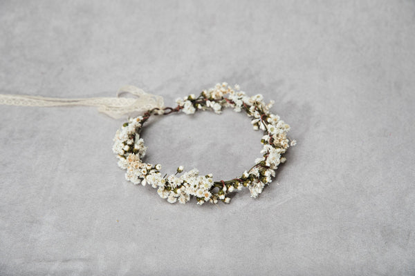 Preserved bridal hair wreath Natural dried flowers ivory hair crown Wedding beige flower wreath Flower jewellery Ivory wedding Magaela