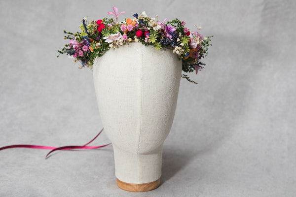 Meadow flower crown Bridal wildflowers headpiece Wedding flower wreath Magaela Bride to be Outdoor wedding Handmade meadow wreath
