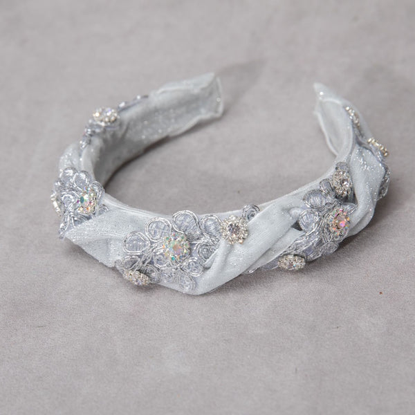 Silver glamour fabric headband