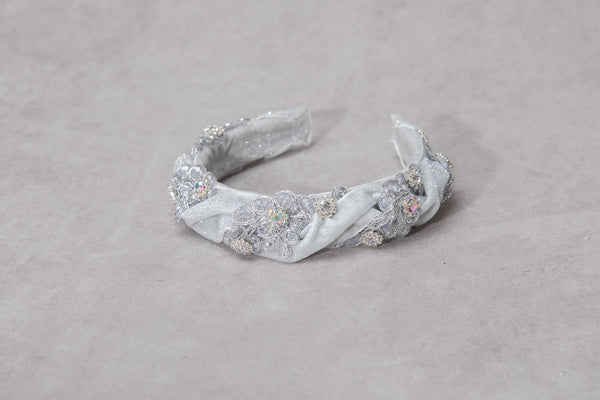 Silver glamour fabric headband