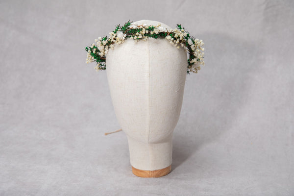 Greenery baby's breath flower crown Bridal headpiece Natural preserved gypsophila crown Magaela Wedding inspiration Handmade accessories