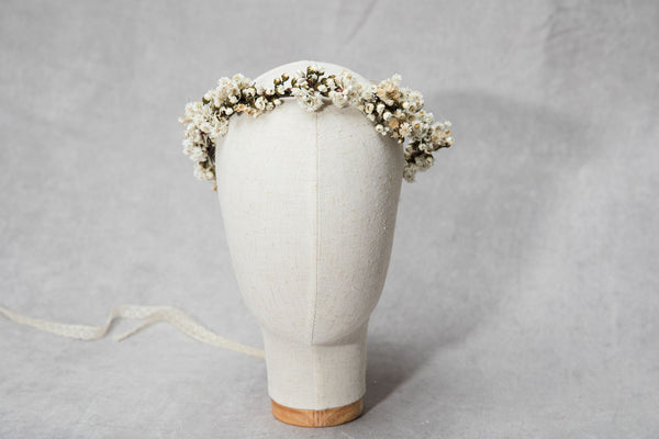 Preserved bridal hair wreath Natural dried flowers ivory hair crown Wedding beige flower wreath Flower jewellery Ivory wedding Magaela
