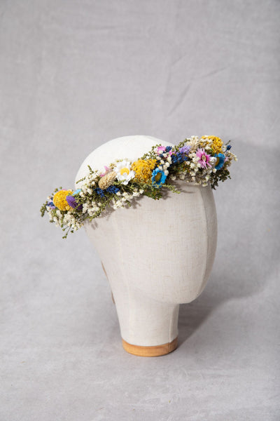 Wedding set Meadow flower crown Corsage for groom Custom wreath Wildflowers Summer flower wreath Magaela Handmade Meadow Boutonniere