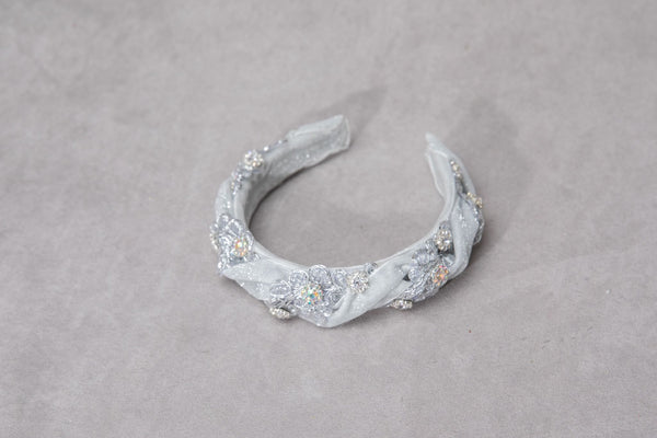 Silver glamour fabric headband