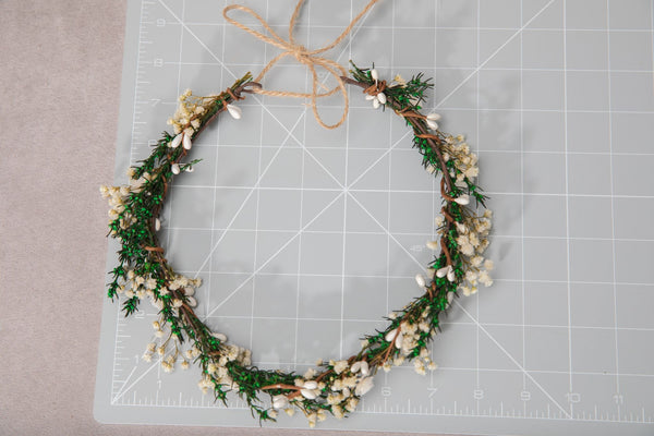 Greenery baby's breath flower crown Bridal headpiece Natural preserved gypsophila crown Magaela Wedding inspiration Handmade accessories
