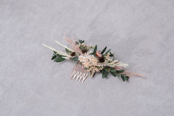 Natural greenery hair comb Preserved flowers Bridal headpiece Handmade Glam bride Wedding hair flowers Eucalyptus comb Flower Jewellery