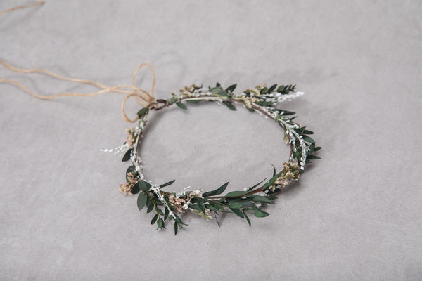 Greenery natural flower wreath Customisable wedding crown Eucalyptus flower headpiece Magaela Handmade Preserved crown Boho wedding