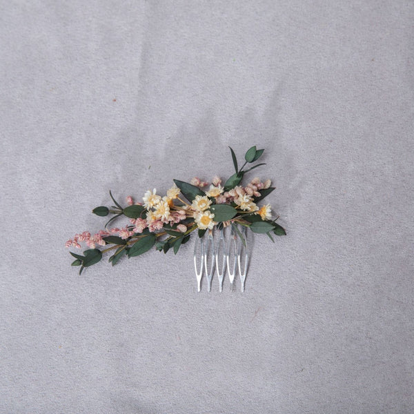 Small natural greenery hair comb Preserved flowers Bridal headpiece Handmade Glam bride Wedding hair flowers Eucalyptus comb Flower Jewellery
