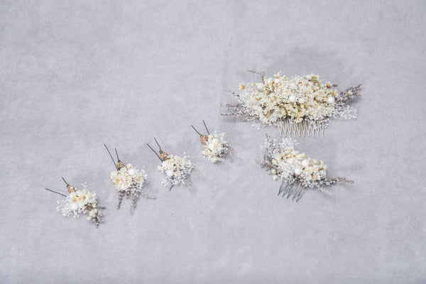 Natural ivory flower hairpins