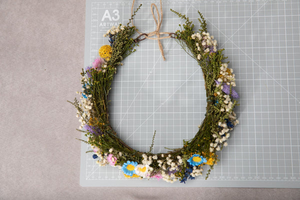 Wedding set Meadow flower crown Corsage for groom Custom wreath Wildflowers Summer flower wreath Magaela Handmade Meadow Boutonniere