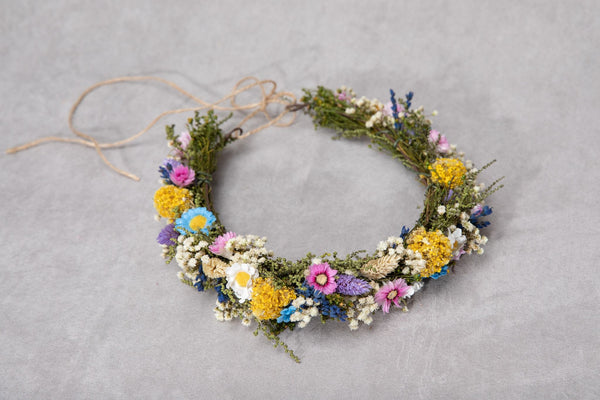Wedding set Meadow flower crown Corsage for groom Custom wreath Wildflowers Summer flower wreath Magaela Handmade Meadow Boutonniere
