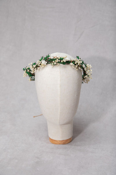 Greenery baby's breath flower crown Bridal headpiece Natural preserved gypsophila crown Magaela Wedding inspiration Handmade accessories