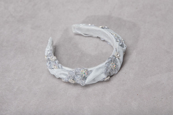 Silver glamour fabric headband