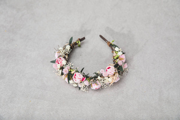 Peony flower headband Wedding headpiece with pink peonies Wedding hair jewellery Durable bridal hairband Magaela romantic headband Handmade