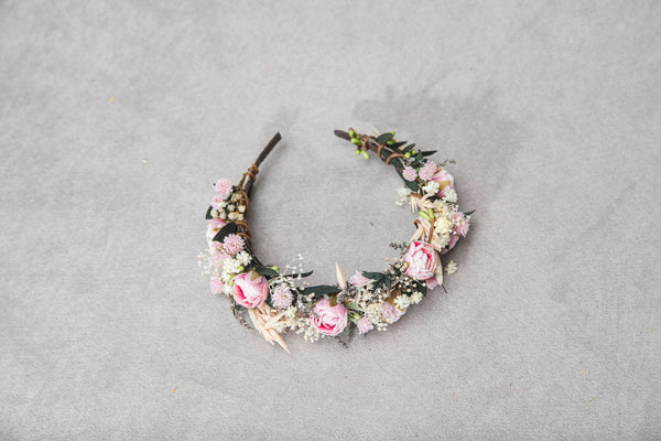 Peony flower headband Wedding headpiece with pink peonies Wedding hair jewellery Durable bridal hairband Magaela romantic headband Handmade