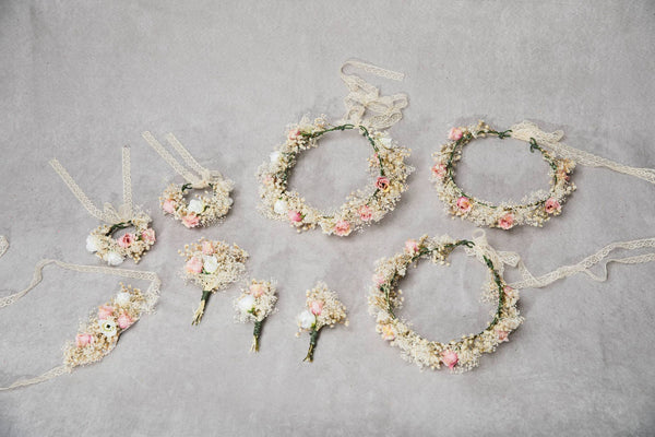 Blush and ivory sash with lace