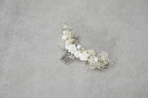 Natural flower hair comb Dried flowers bridal headpiece Paper roses Rustic wedding comb Magaela customisable hair comb Bridal hair flowers