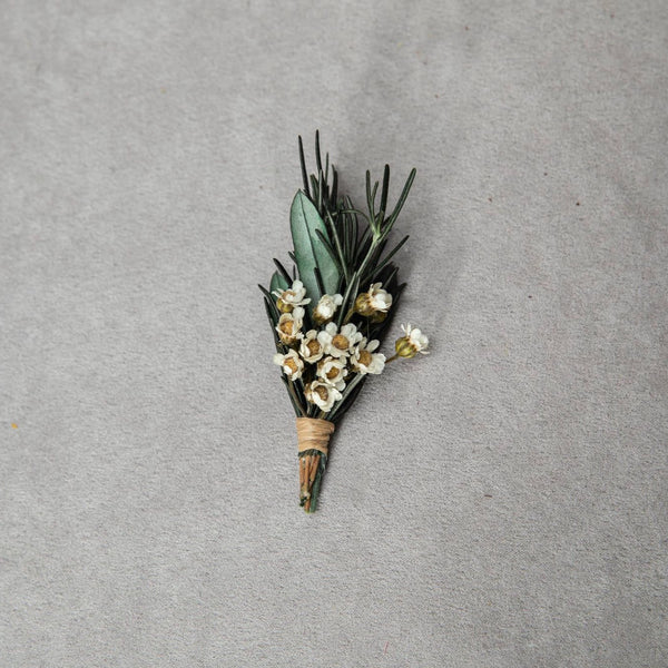Olive leave boutonniere Rosemary corsage for best man Wedding accessories Groom's buttonhole Natural preserved boutonniere Magaela Greenery