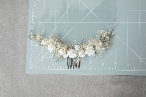 Natural flower hair comb Dried flowers bridal headpiece Paper roses Rustic wedding comb Magaela customisable hair comb Bridal hair flowers