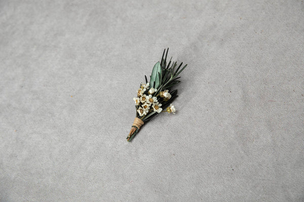 Olive leave boutonniere Rosemary corsage for best man Wedding accessories Groom's buttonhole Natural preserved boutonniere Magaela Greenery