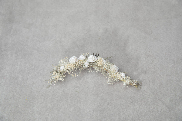 Natural flower hair comb Dried flowers bridal headpiece Paper roses Rustic wedding comb Magaela customisable hair comb Bridal hair flowers