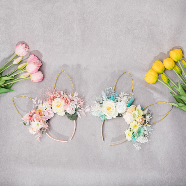 Easter flower headband with bunny ears