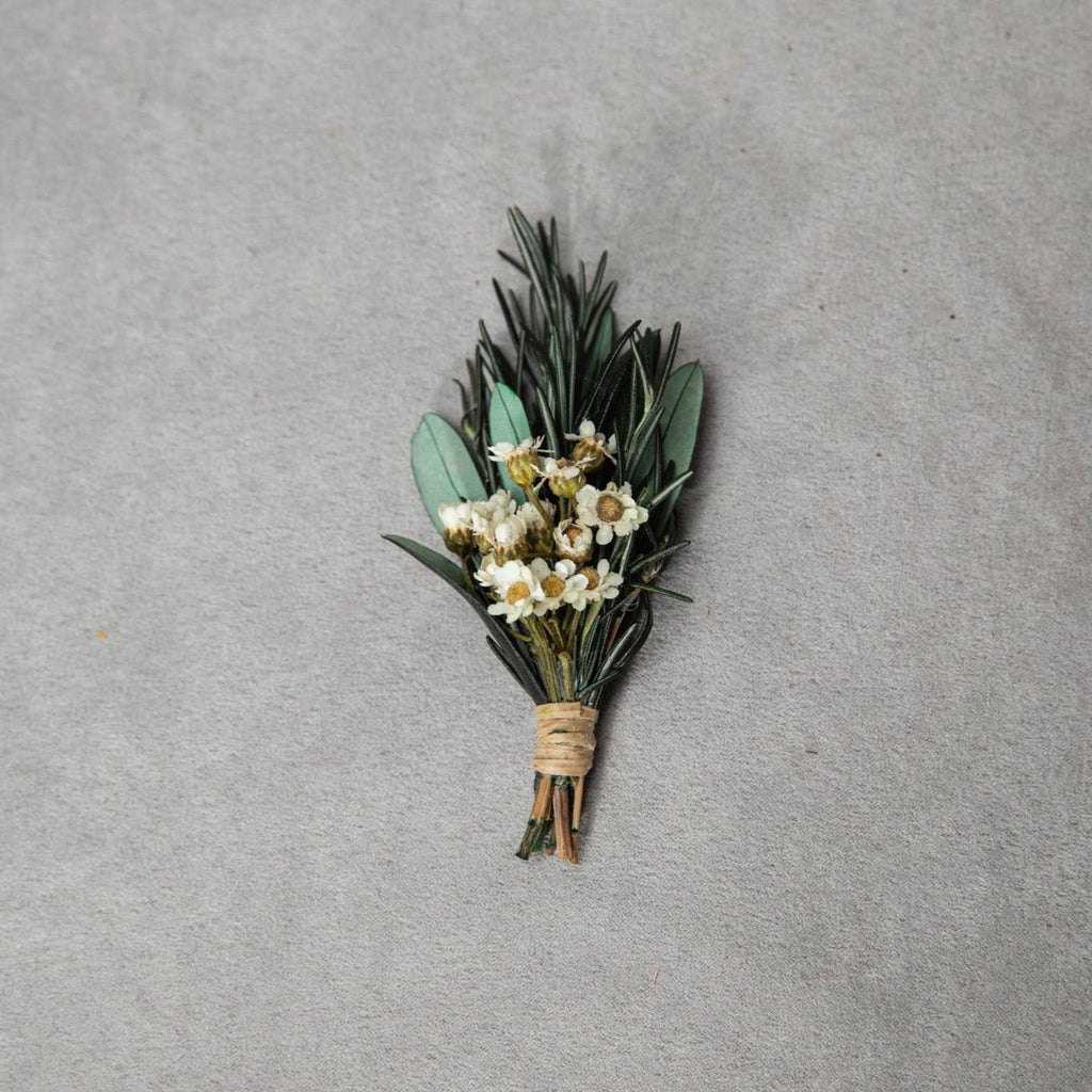 Greenery groom's boutonniere Olive leaves and rosemary buttonhole Preserved accessories Flowers for jacket Leaf buttonhole Corsage for groom