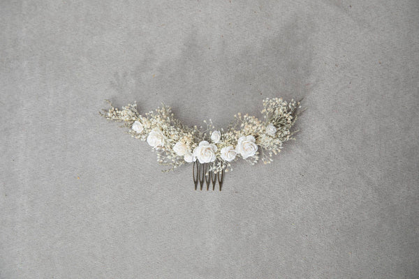 Natural flower hair comb Dried flowers bridal headpiece Paper roses Rustic wedding comb Magaela customisable hair comb Bridal hair flowers
