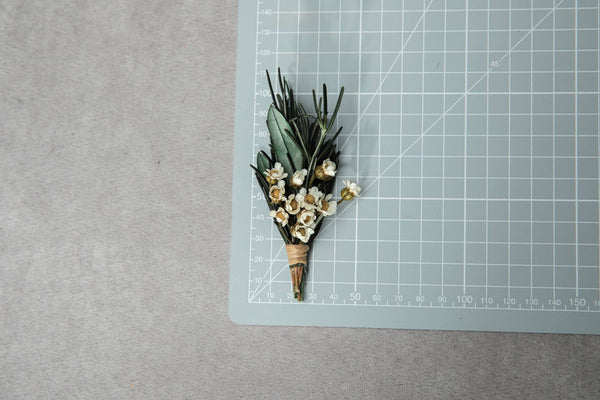 Olive leave boutonniere Rosemary corsage for best man Wedding accessories Groom's buttonhole Natural preserved boutonniere Magaela Greenery