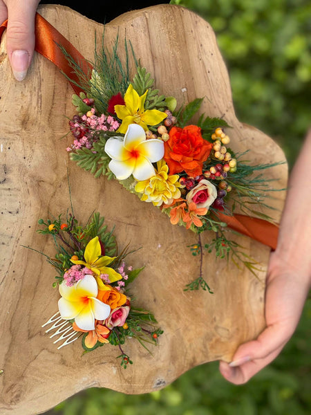 Tropical plumeria flower belt
